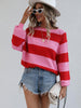 Striped Raglan Sleeve Ribbed Trim Knit Top - BELLATRENDZ