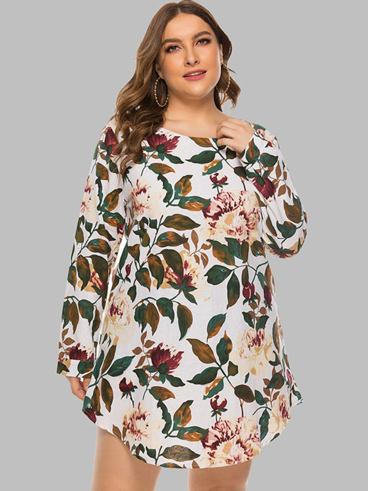 Full Size Floral Long Sleeve Mini Dress - BELLATRENDZ