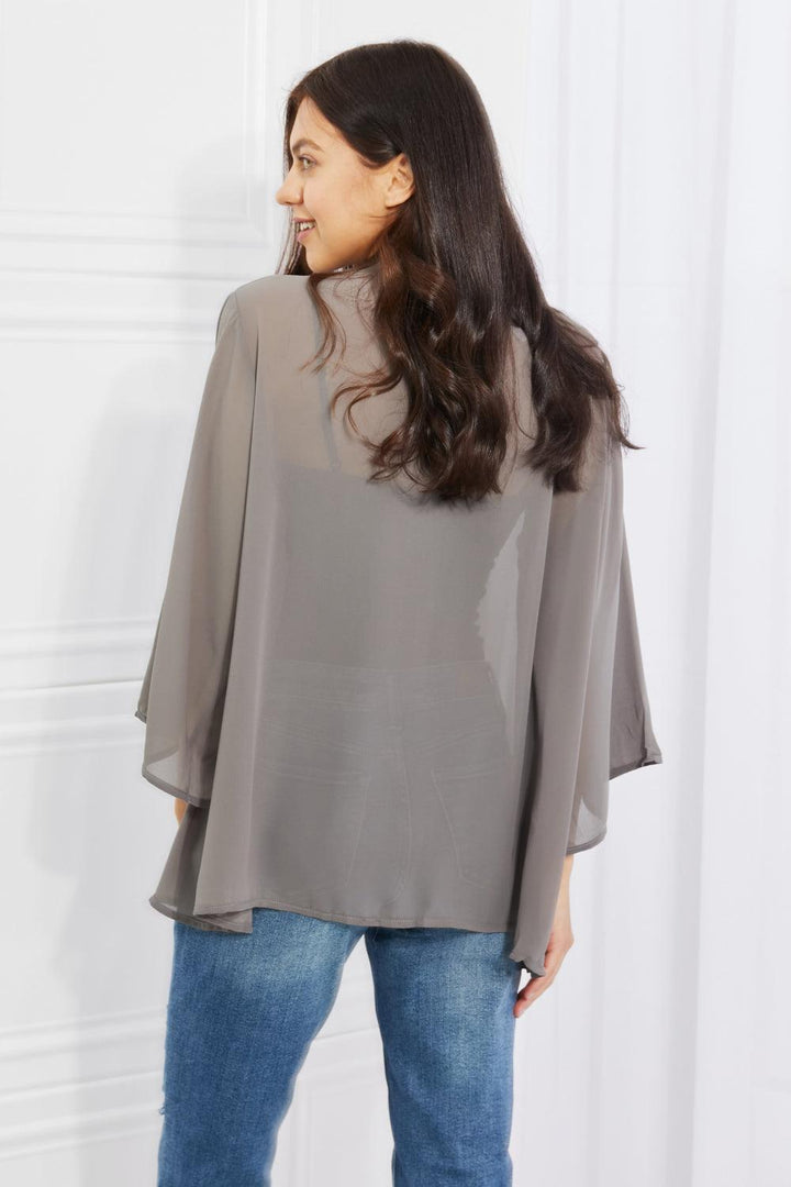 Melody Just Breathe Full Size Chiffon Kimono in Grey - BELLATRENDZ