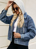 Drawstring Hooded Button Up Denim Jacket