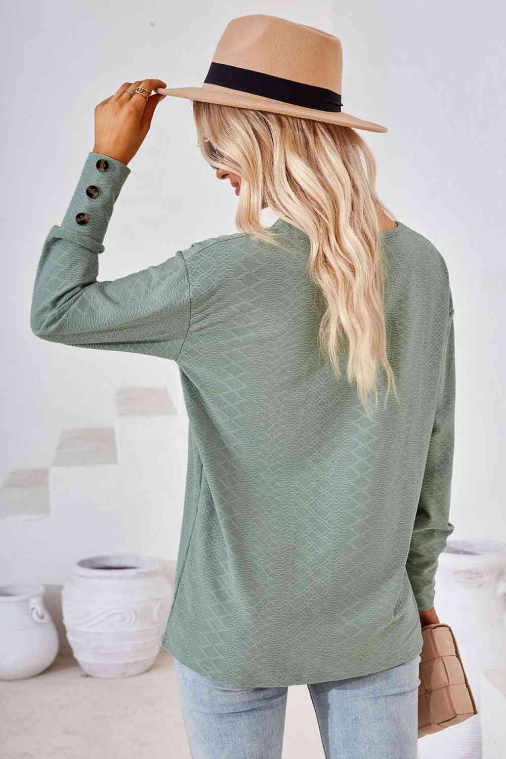 V-Neck Long Sleeve Blouse