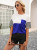 Striped Color Block Round Neck Tee - BELLATRENDZ