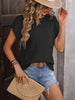 Pocketed Round Neck Cap Sleeve Sweater