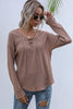 Lace-Up V-Neck Ribbed Top - BELLATRENDZ