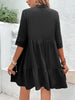 Notched Neck Half Sleeve Dress - BELLATRENDZ