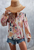 Printed Tie Neck Puff Sleeve Blouse - BELLATRENDZ