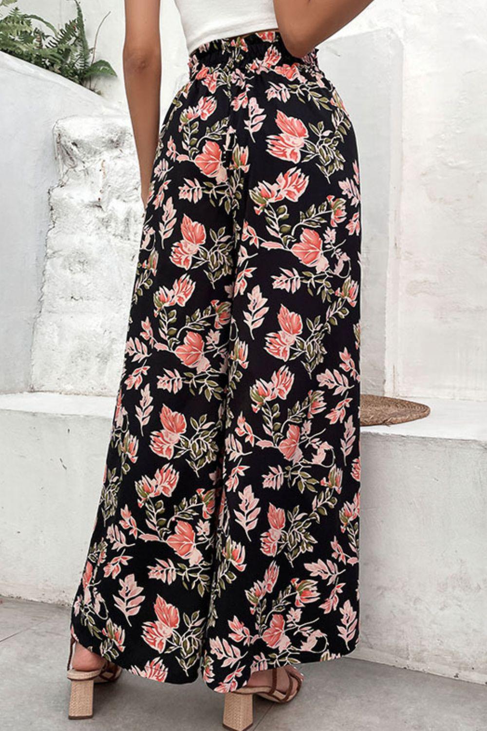 Floral Pull-On Wide Leg Pants - BELLATRENDZ