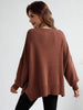 Exposed Seam Dropped Shoulder Slit Sweater - BELLATRENDZ