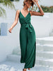 Tie Belt Spaghetti Strap Slit Jumpsuit - BELLATRENDZ