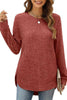 Ribbed Round Neck Long Sleeve T-Shirt