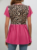 Leopard Round Neck Flutter Sleeve Babydoll Blouse - BELLATRENDZ