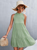 Tie Back Mock Neck Tiered Dress - BELLATRENDZ