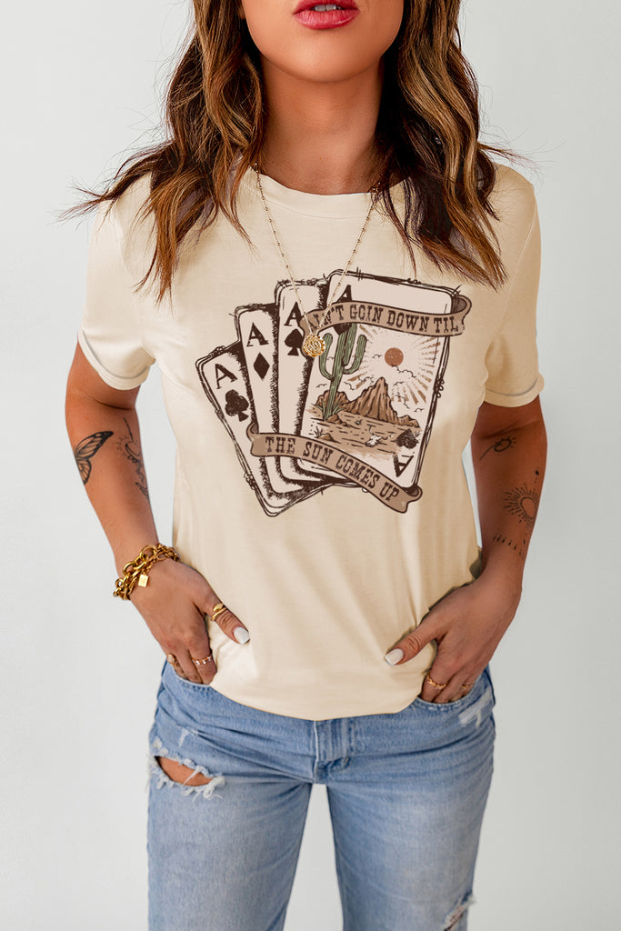 Poker Graphic Round Neck T-Shirt