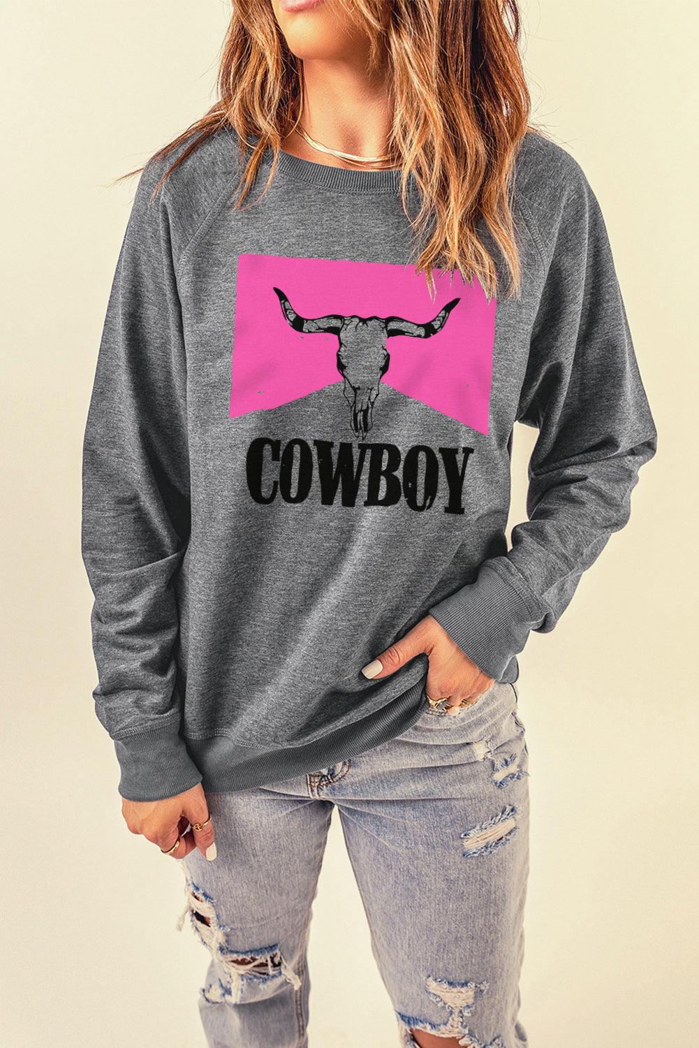 COWBOY Bull Graphic Sweatshirt - BELLATRENDZ