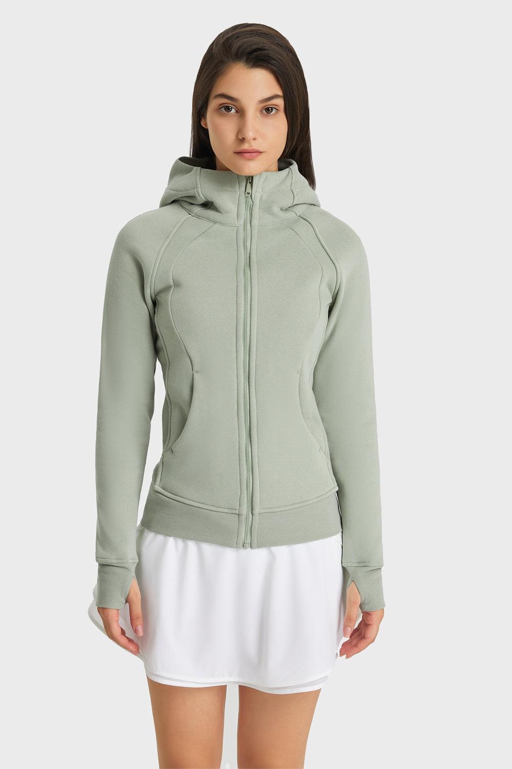 Zip Up Seam Detail Hooded Sports Jacket - BELLATRENDZ