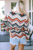 Geometric V-Neck Long Sleeve T-Shirt