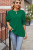 Round Neck Smocked Lantern Sleeve Blouse