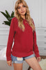 Round Neck Raglan Sleeve Exposed Seam Sweatshirt - BELLATRENDZ