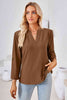 V-Neck Roll-Tap Sleeve Blouse