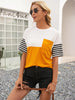 Striped Color Block Round Neck Tee - BELLATRENDZ