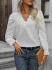 V-Neck Flounce Sleeve Blouse