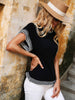 Contrast Round Neck Short Sleeve Knit Top - BELLATRENDZ