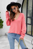 V-Neck Drop Shoulder Long Sleeve Knit Top