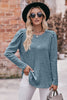 Round Neck Puff Sleeve Ribbed Top