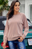 Round Neck Raglan Sleeve Exposed Seam Sweatshirt - BELLATRENDZ