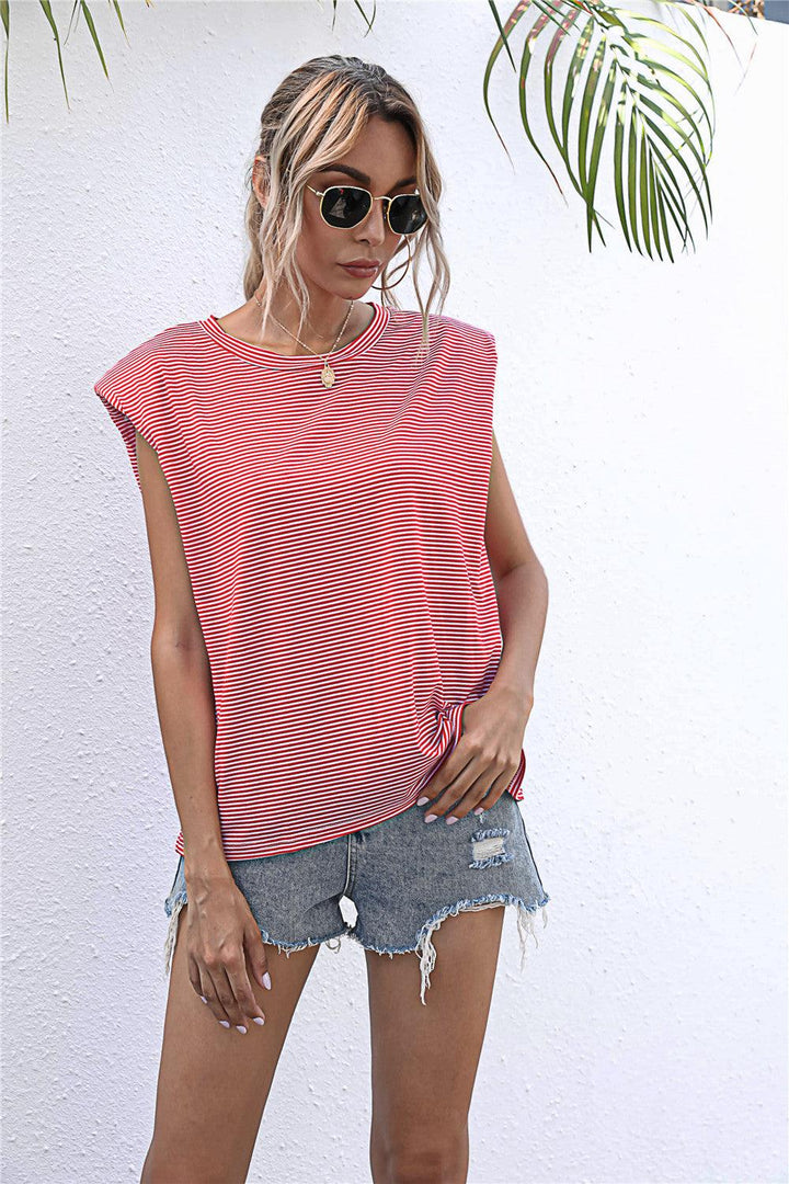 Round Neck Cap Sleeve Tee - BELLATRENDZ