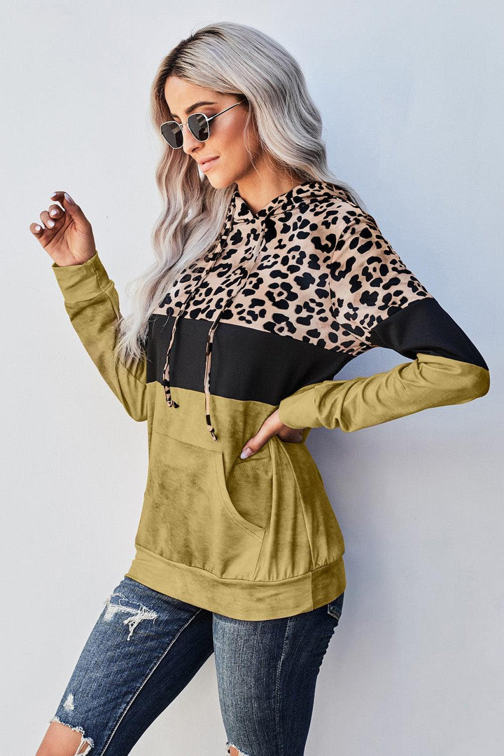 Leopard Color Block Hoodie - BELLATRENDZ