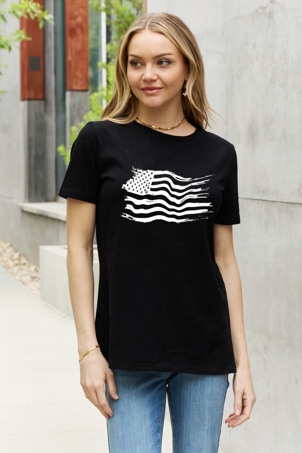 Simply Love US Flag Graphic Cotton Tee