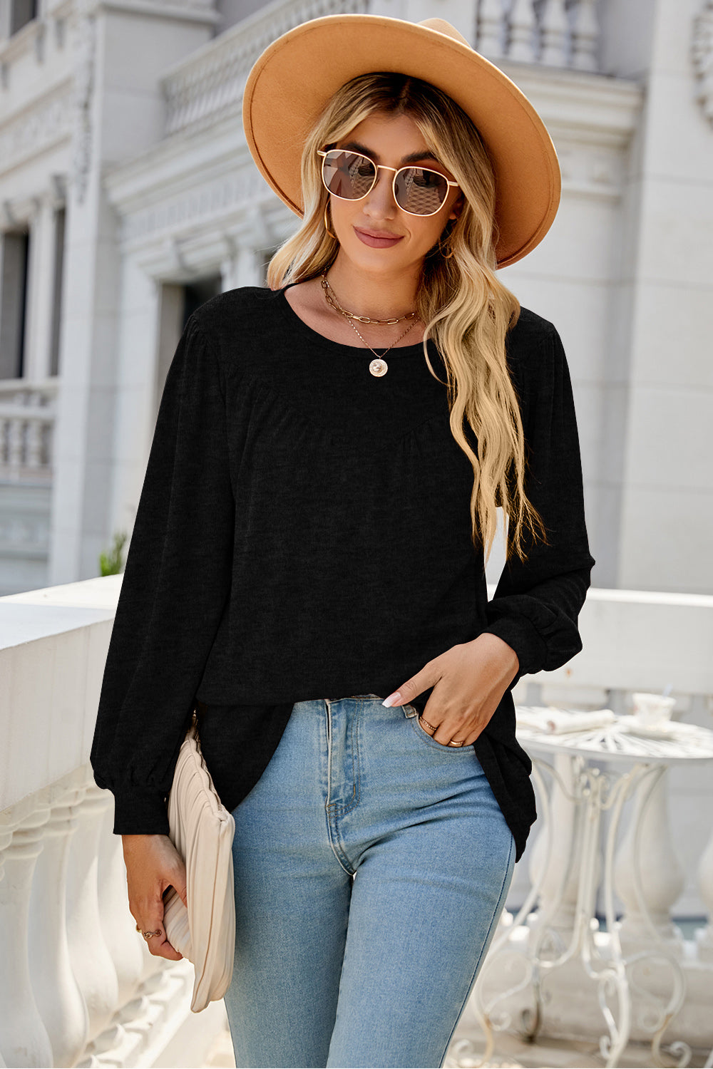 Round Neck Long Sleeve Top