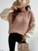 Two-Tone Rib-Knit Dropped Shoulder Sweater - BELLATRENDZ