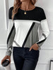 Contrast Round Neck Long Sleeve T-Shirt
