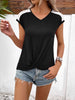 Spliced Lace V-Neck Twisted Hem Tee - BELLATRENDZ