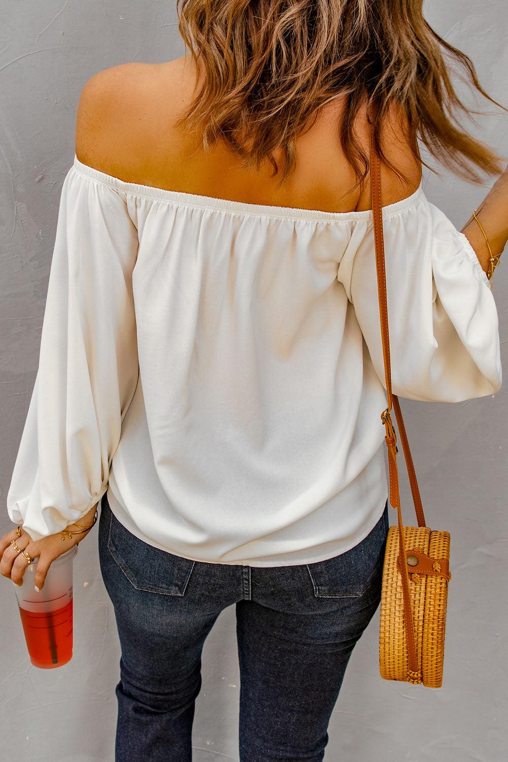 Off-Shoulder Balloon Sleeve Top - BELLATRENDZ