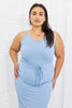 Capella Flatter Me Full Size Ribbed Front Tie Midi Dress in Pastel Blue - BELLATRENDZ