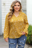 Plus Size Notched Neck Smocked Blouse