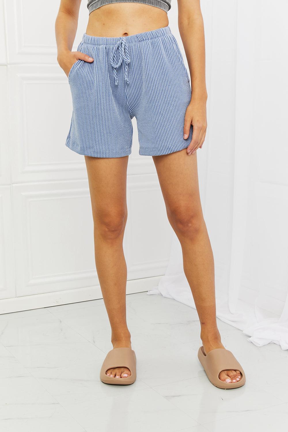 Blumin Apparel Too Good Full Size Ribbed Shorts in Misty Blue - BELLATRENDZ