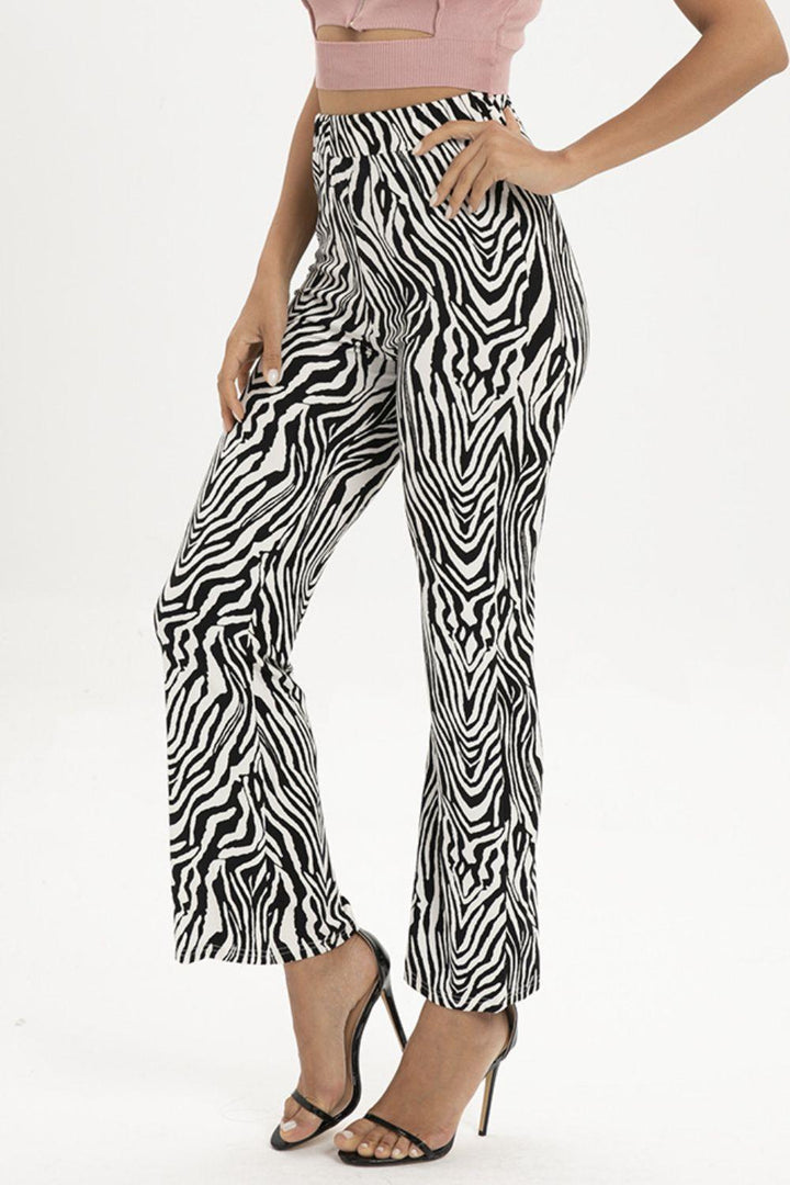 Zebra Print Straight Leg Pants - BELLATRENDZ