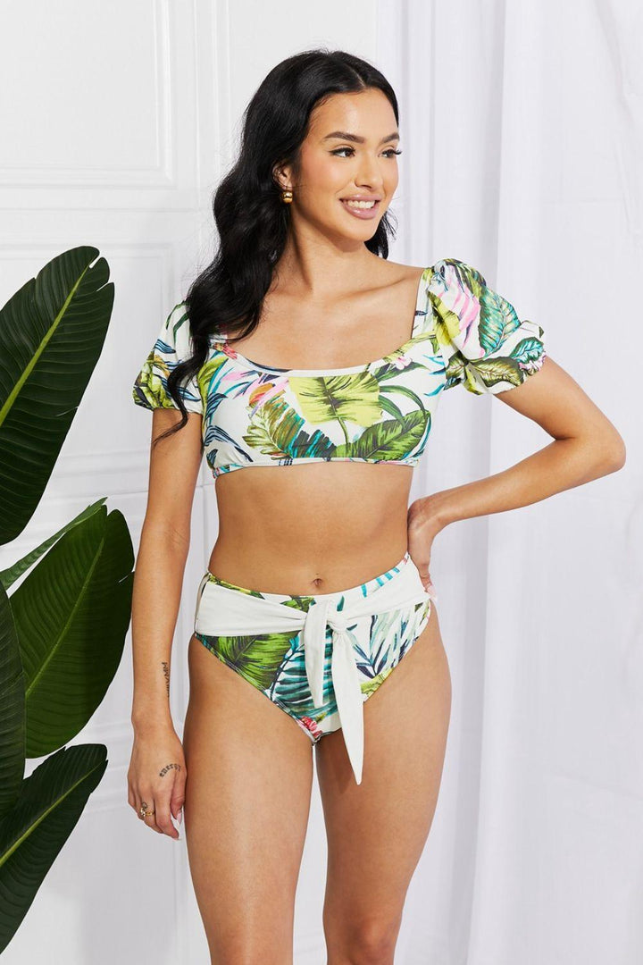 Marina West Swim Vacay Ready Puff Sleeve Bikini in Floral - BELLATRENDZ