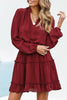 Tied Frill Trim Puff Sleeve Mini Dress - BELLATRENDZ