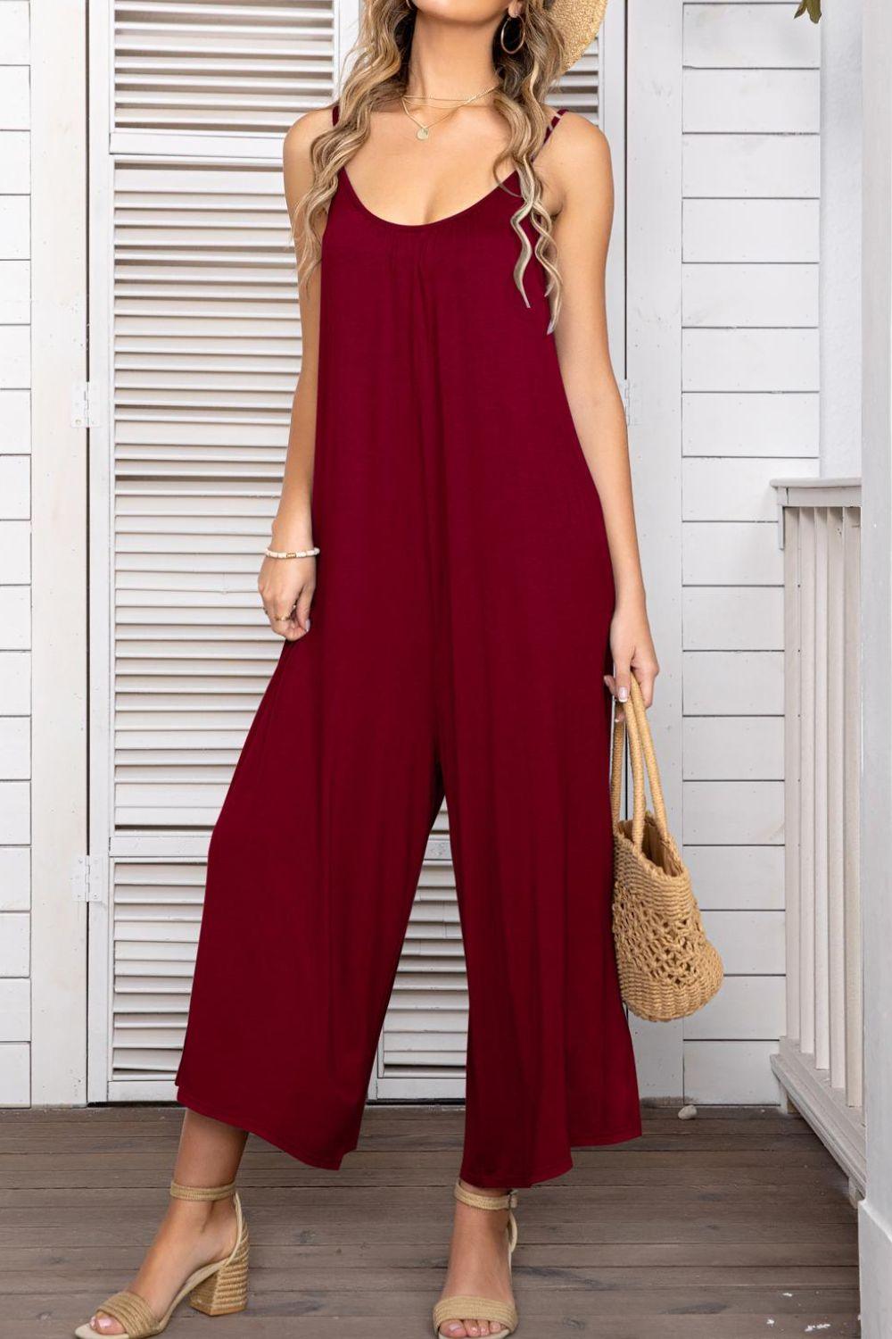 Spaghetti Strap Scoop Neck Jumpsuit - BELLATRENDZ