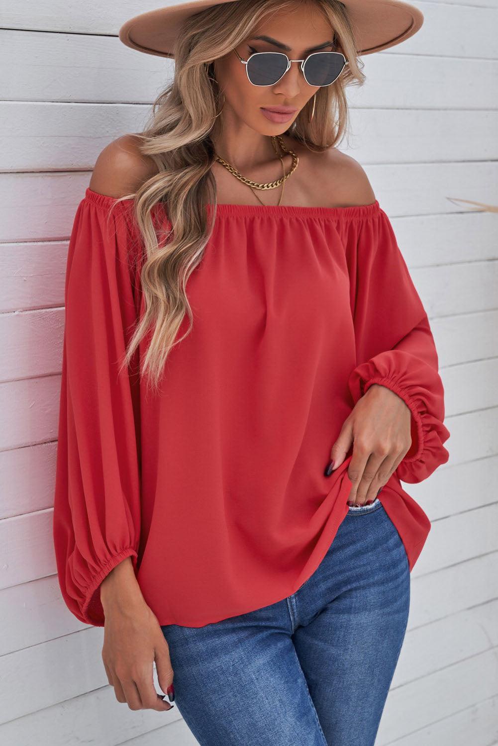 Off-Shoulder Balloon Sleeve Top - BELLATRENDZ