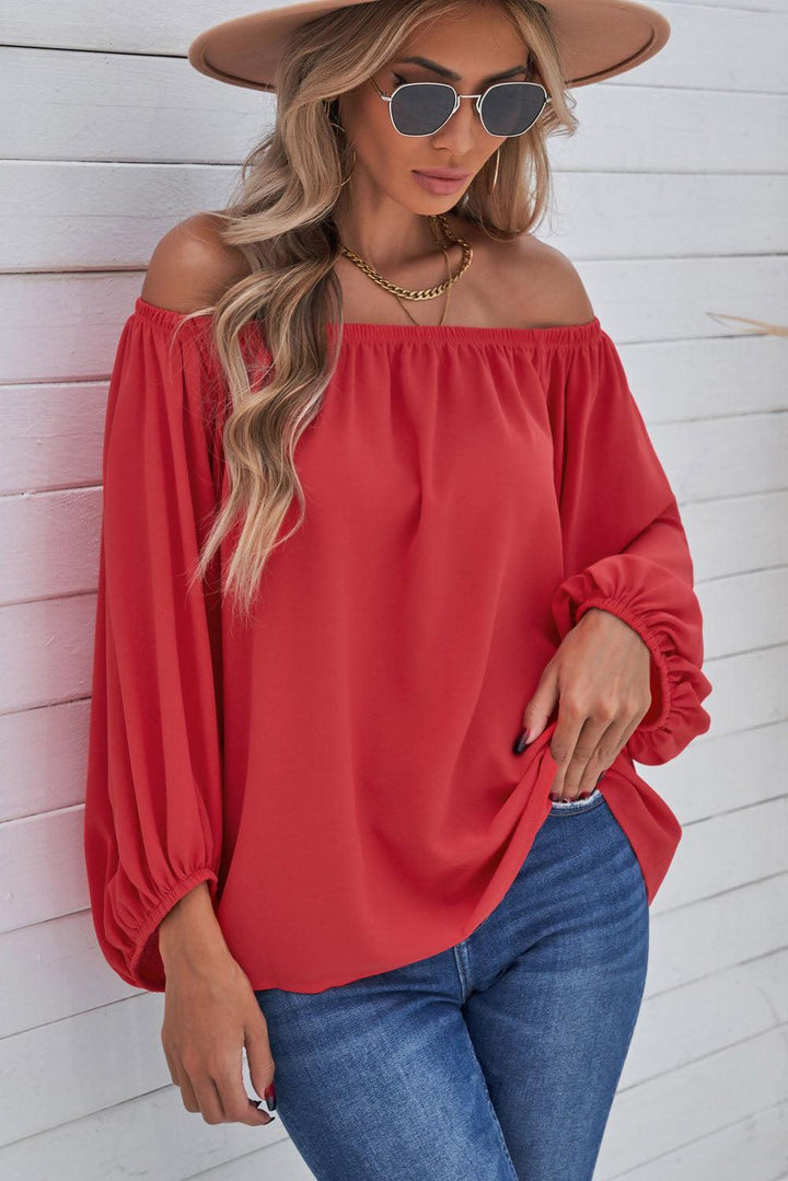 Off-Shoulder Balloon Sleeve Top - BELLATRENDZ