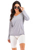 V-Neck Drop Shoulder Open Back Sweatshirt - BELLATRENDZ