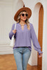 Notched Neck Flounce Sleeve Blouse