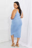 Capella Flatter Me Full Size Ribbed Front Tie Midi Dress in Pastel Blue - BELLATRENDZ