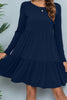 Round Neck Long Sleeved Tiered Dress